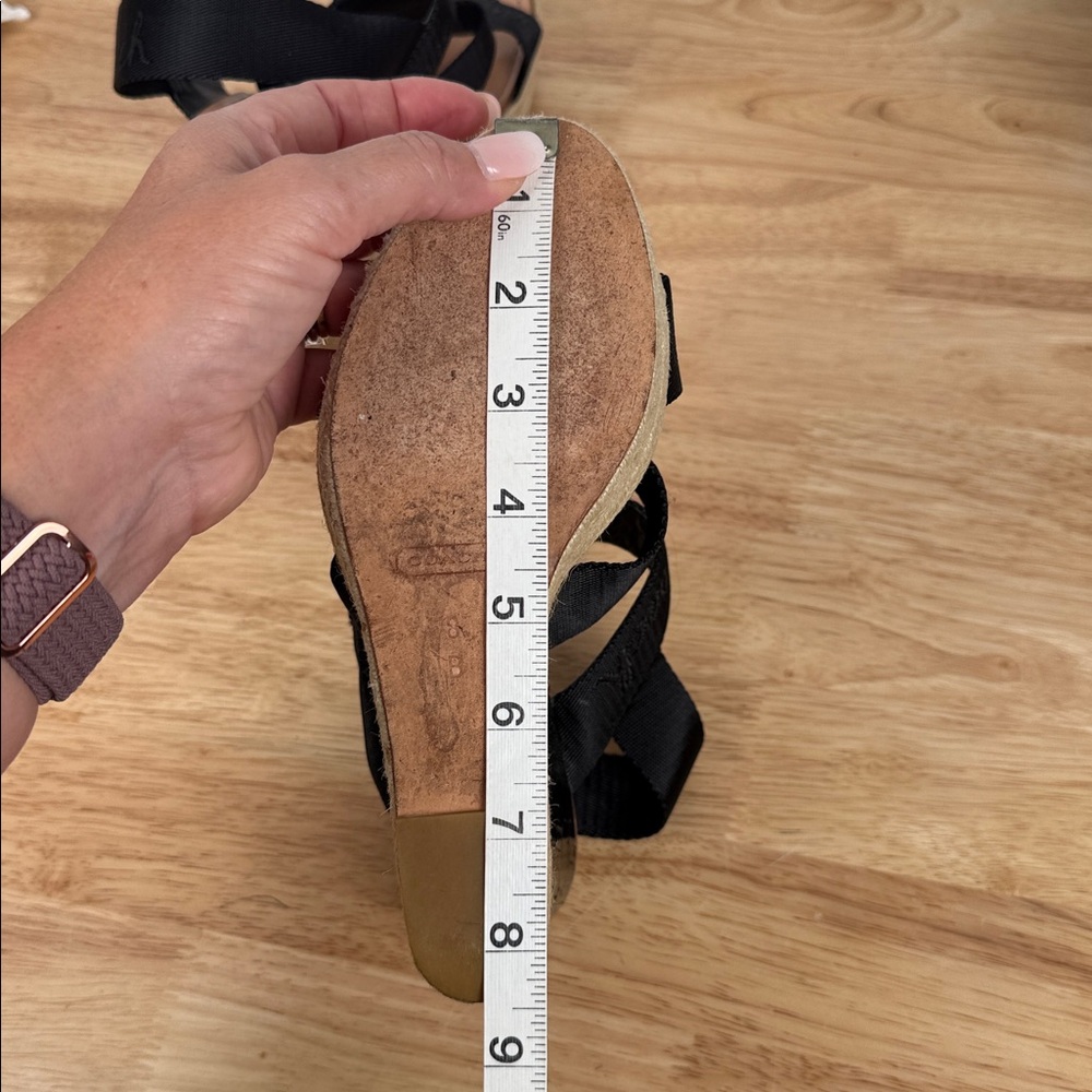 Coach Black Espadrille wedged Sandals - Picture 6 of 16